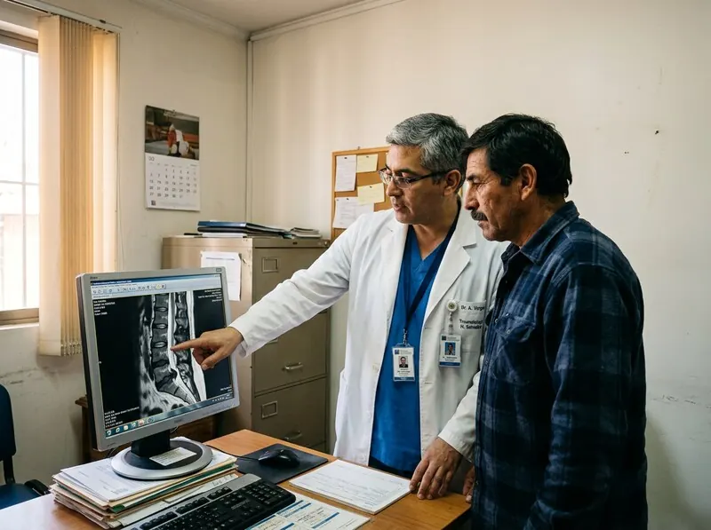 Traumatólogo revisa resonancia de columna por dolor lumbar — Bestmed