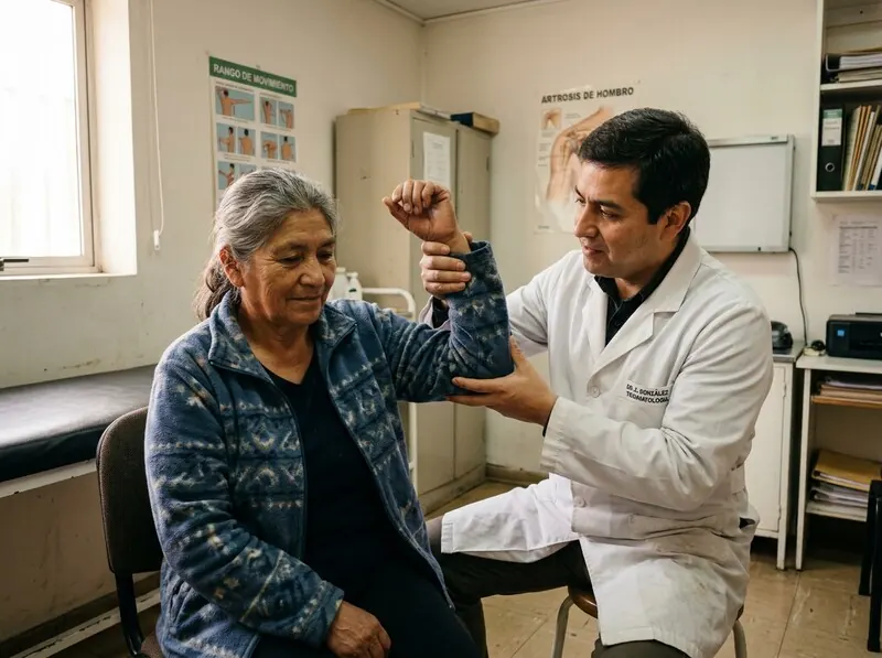 Traumatólogo evalúa movilidad del hombro congelado — Bestmed